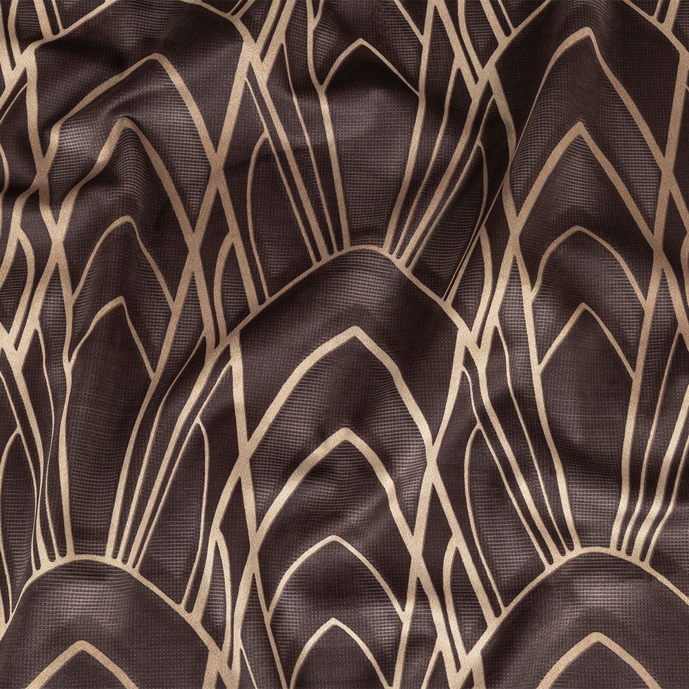 Printed Microvelvet - Graphite Labyrinth of Arches - British Imported Printed Microvelvet - Graphite Labyrinth of Arches - British Imported
