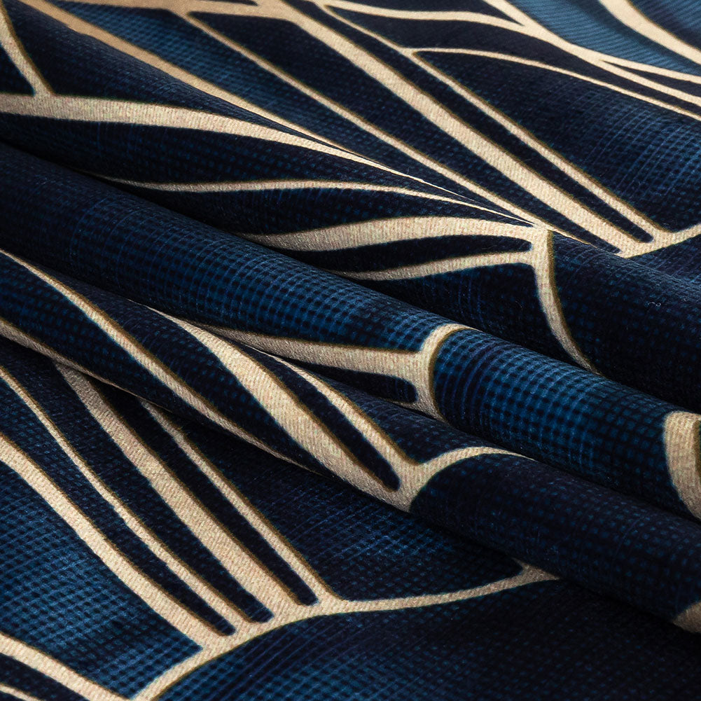Printed Microvelvet - Sapphire Labyrinth of Arches - British Imported Folded Printed Microvelvet - Sapphire Labyrinth of Arches - British Imported Folded