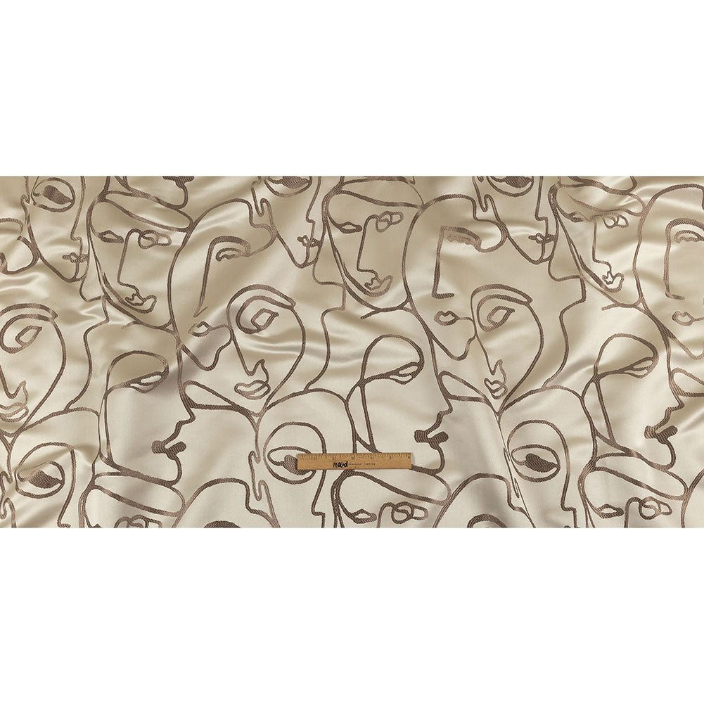 Drapery Jacquard - Latte Face to Face - British Imported Full Drapery Jacquard - Latte Face to Face - British Imported Full