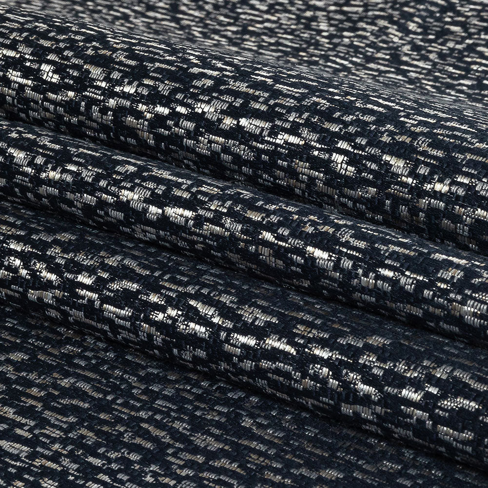 Metallic Drapery Jacquard - Sapphire Digital Spots - British Imported Folded Metallic Drapery Jacquard - Sapphire Digital Spots - British Imported Folded