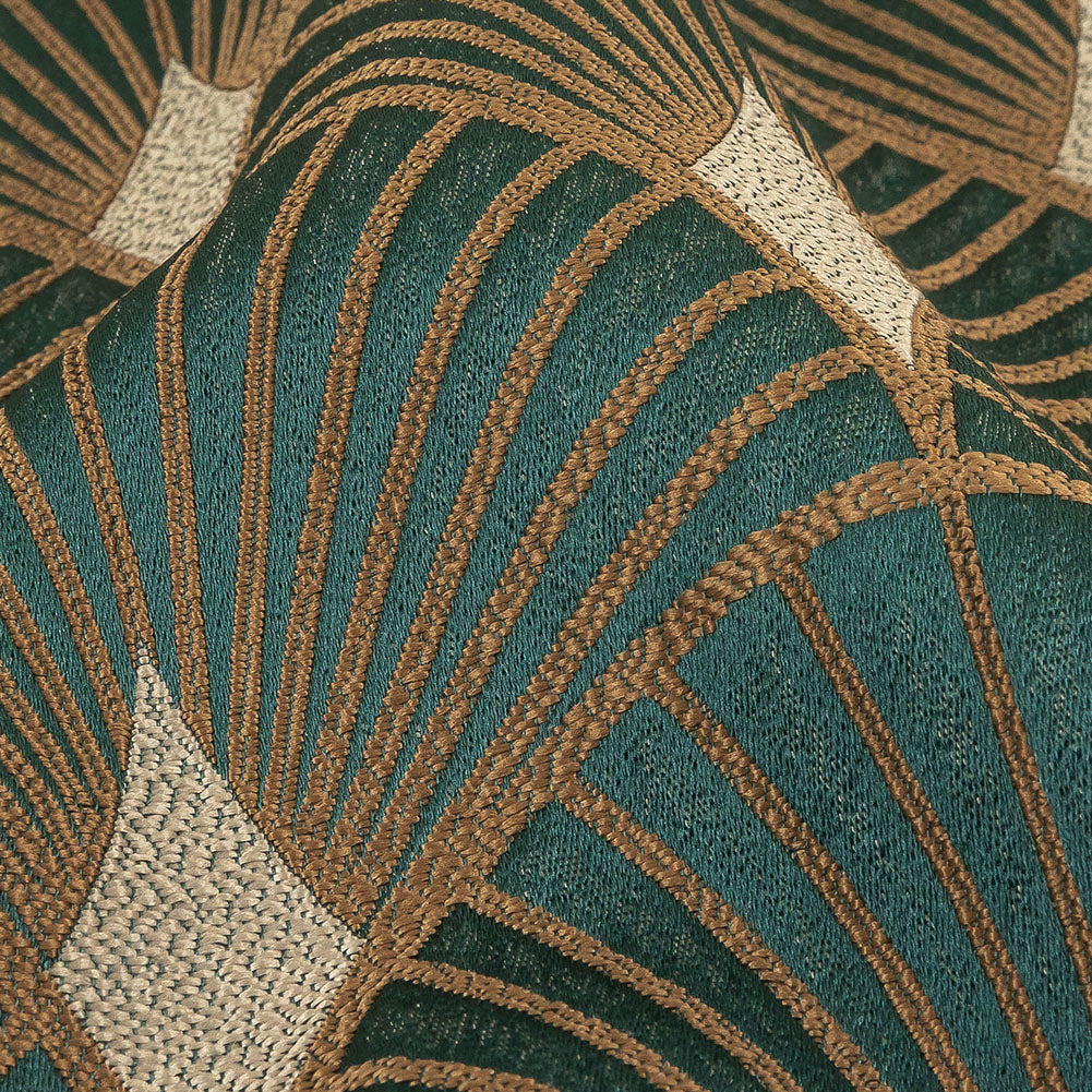 Drapery Jacquard - Emerald Maze of Fans - British Imported Detail Drapery Jacquard - Emerald Maze of Fans - British Imported Detail