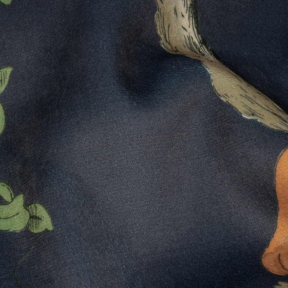 Polyester Microvelvet Print - Slate Lounging Tigers - British Imported Detail Polyester Microvelvet Print - Slate Lounging Tigers - British Imported Detail