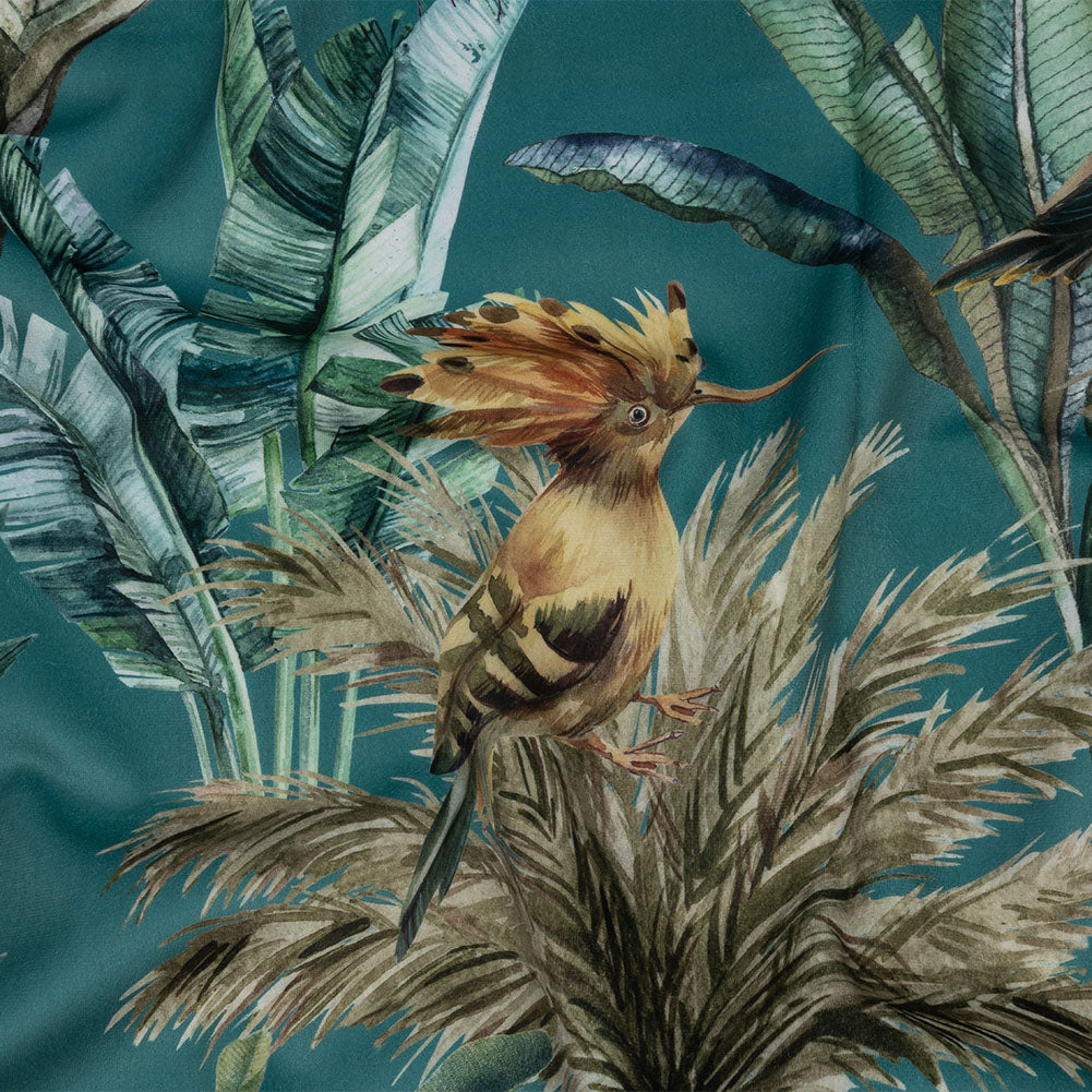 Polyester Microvelvet Print - Teal Tropical Birds and Butterflies - British Imported Polyester Microvelvet Print - Teal Tropical Birds and Butterflies - British Imported