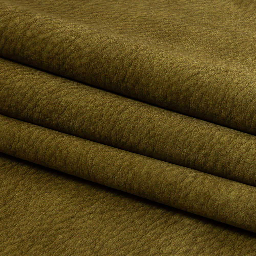 Polyester Microvelvet - Olive Abstract - British Imported Folded Polyester Microvelvet - Olive Abstract - British Imported Folded