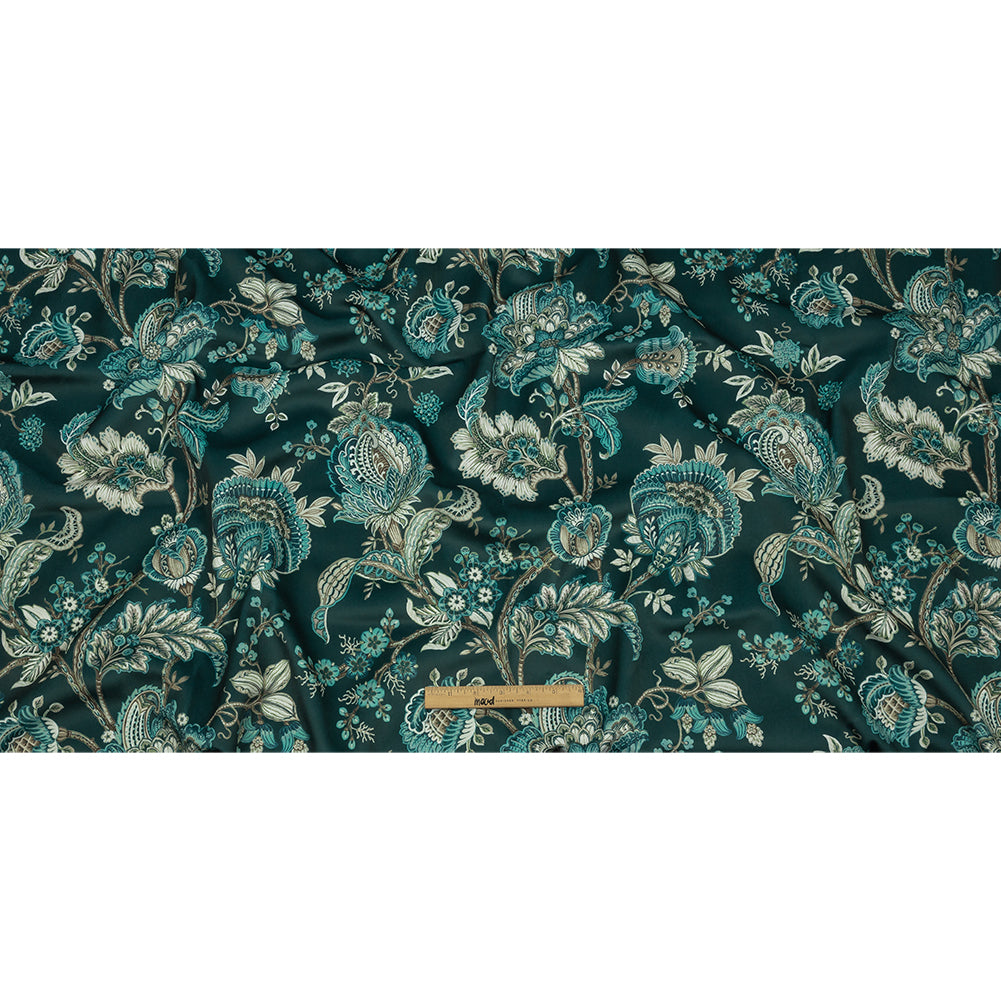 Polyester Microvelvet Print - River Jacobean Floral - British Imported Full Polyester Microvelvet Print - River Jacobean Floral - British Imported Full