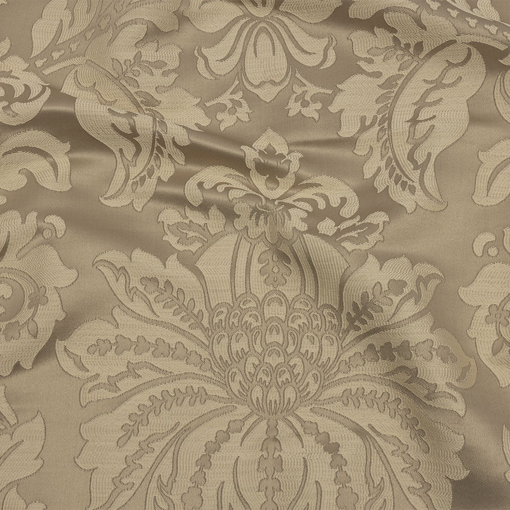 Drapery Jacquard - Champagne Leafy Damask - British Imported Drapery Jacquard - Champagne Leafy Damask - British Imported