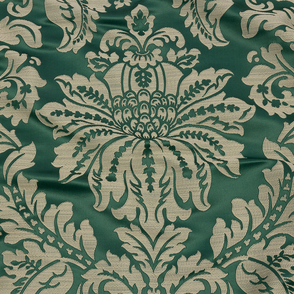 Drapery Jacquard - Emerald Leafy Damask - British Imported Drapery Jacquard - Emerald Leafy Damask - British Imported