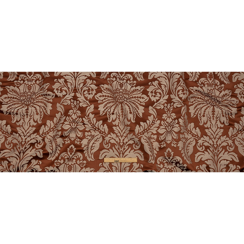 Drapery Jacquard - Rust Leafy Damask - British Imported Full Drapery Jacquard - Rust Leafy Damask - British Imported Full