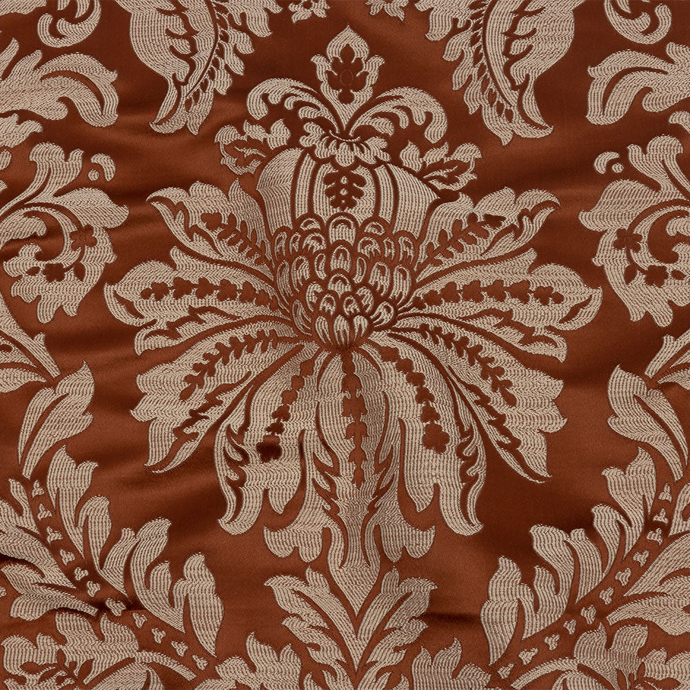 Drapery Jacquard - Rust Leafy Damask - British Imported Drapery Jacquard - Rust Leafy Damask - British Imported