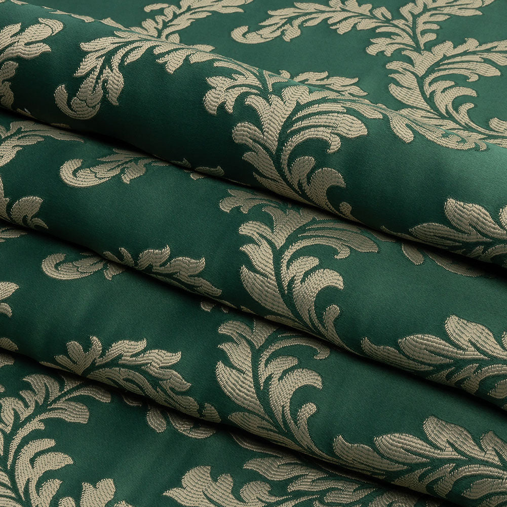 Drapery Jacquard - Emerald Elegant Ferns - British Imported Folded Drapery Jacquard - Emerald Elegant Ferns - British Imported Folded