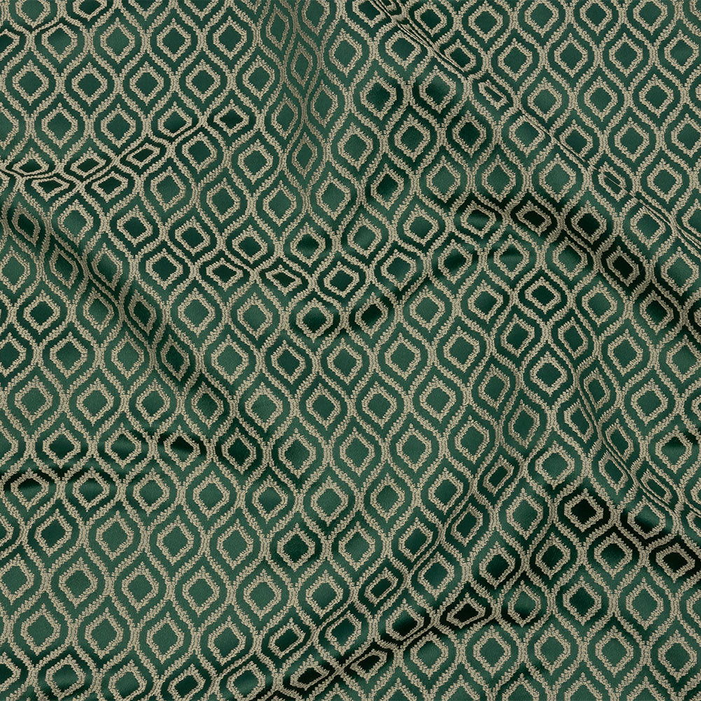 Drapery Jacquard - Emerald Simple Ogees - British Imported Drapery Jacquard - Emerald Simple Ogees - British Imported