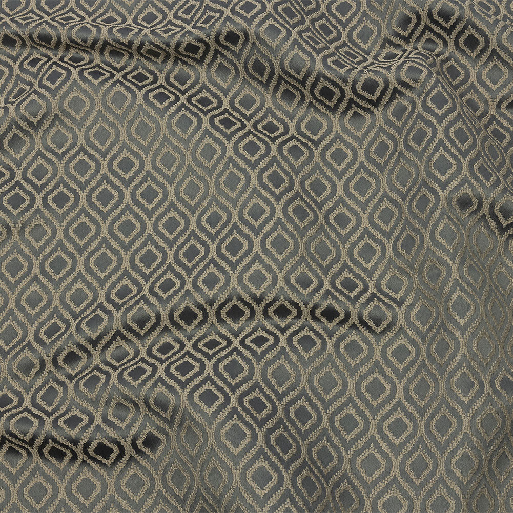 Drapery Jacquard - Graphite Simple Ogees - British Imported Drapery Jacquard - Graphite Simple Ogees - British Imported