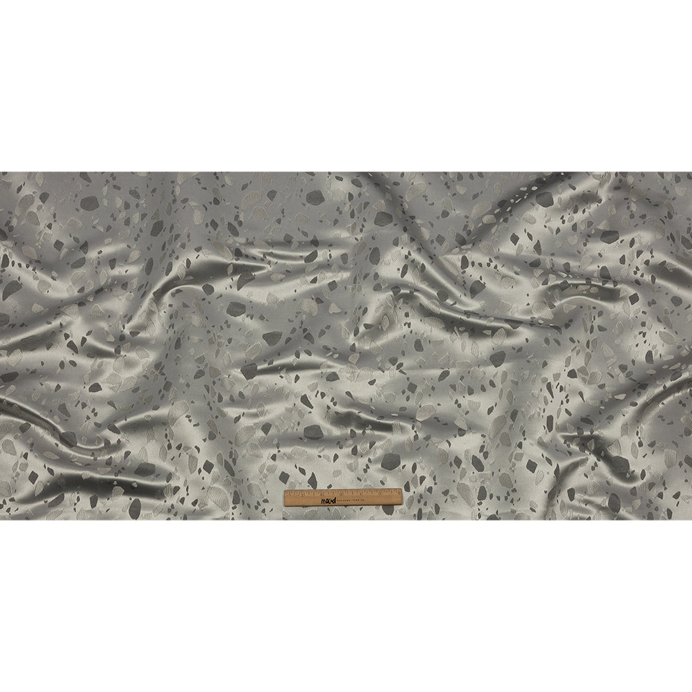 Metallic Satin-Faced Drapery Jacquard - Platinum Pebbles - British Imported Full Metallic Satin-Faced Drapery Jacquard - Platinum Pebbles - British Imported Full