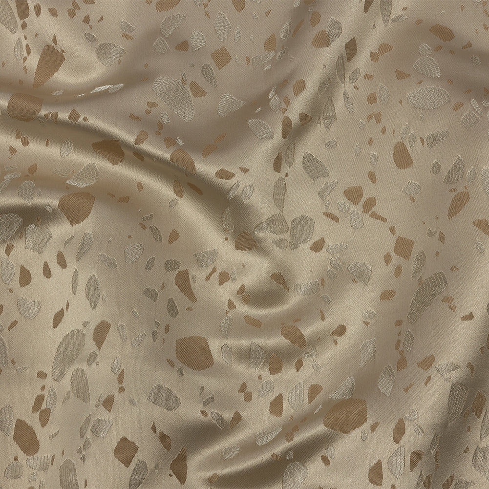 Metallic Satin-Faced Drapery Jacquard - Sandstone Pebbles - British Imported Metallic Satin-Faced Drapery Jacquard - Sandstone Pebbles - British Imported