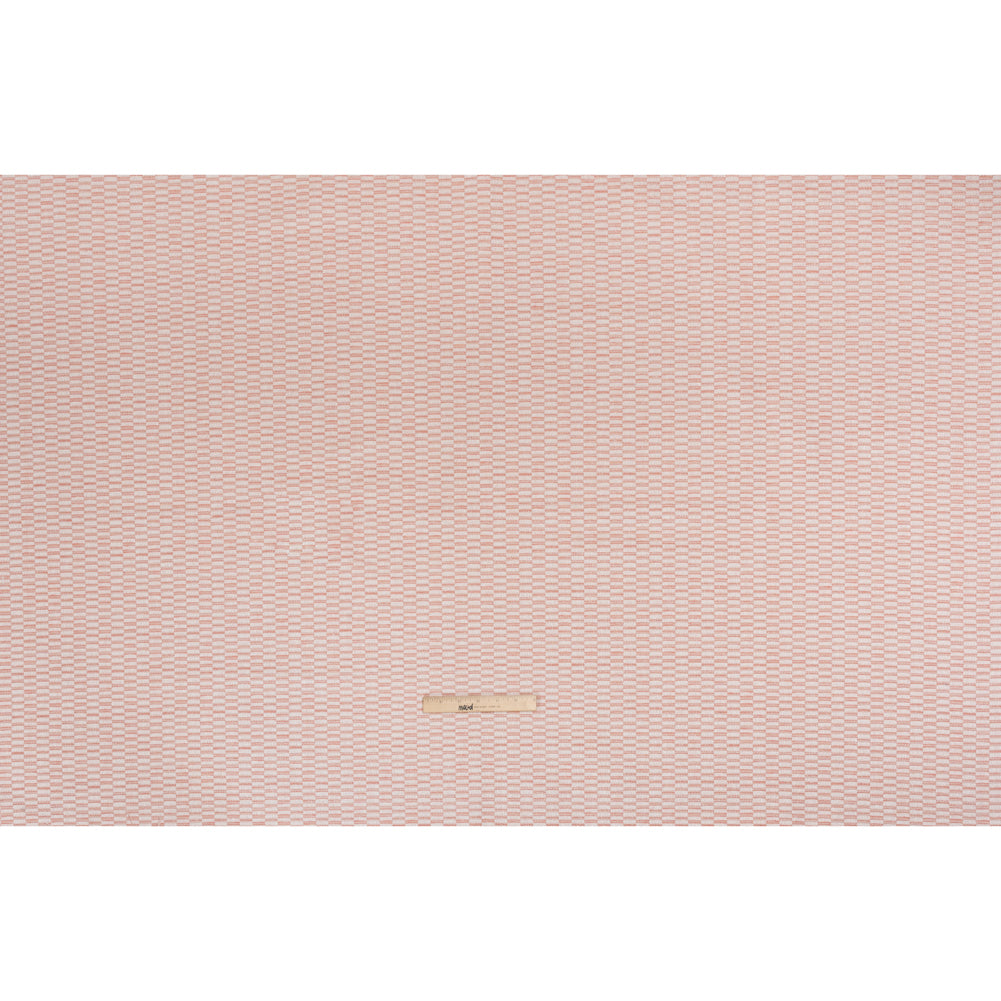 Textured Polyester and Cotton Woven - Blush Rectangle Checks - British Imported Textured Polyester and Cotton Woven - Blush Rectangle Checks - British Imported