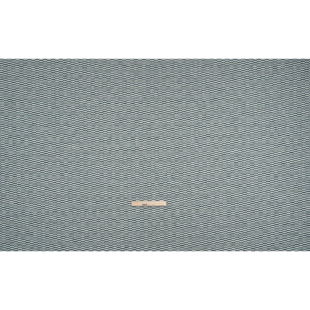 Textured Polyester and Cotton Woven - Lagoon Rectangle Checks - British Imported Textured Polyester and Cotton Woven - Lagoon Rectangle Checks - British Imported