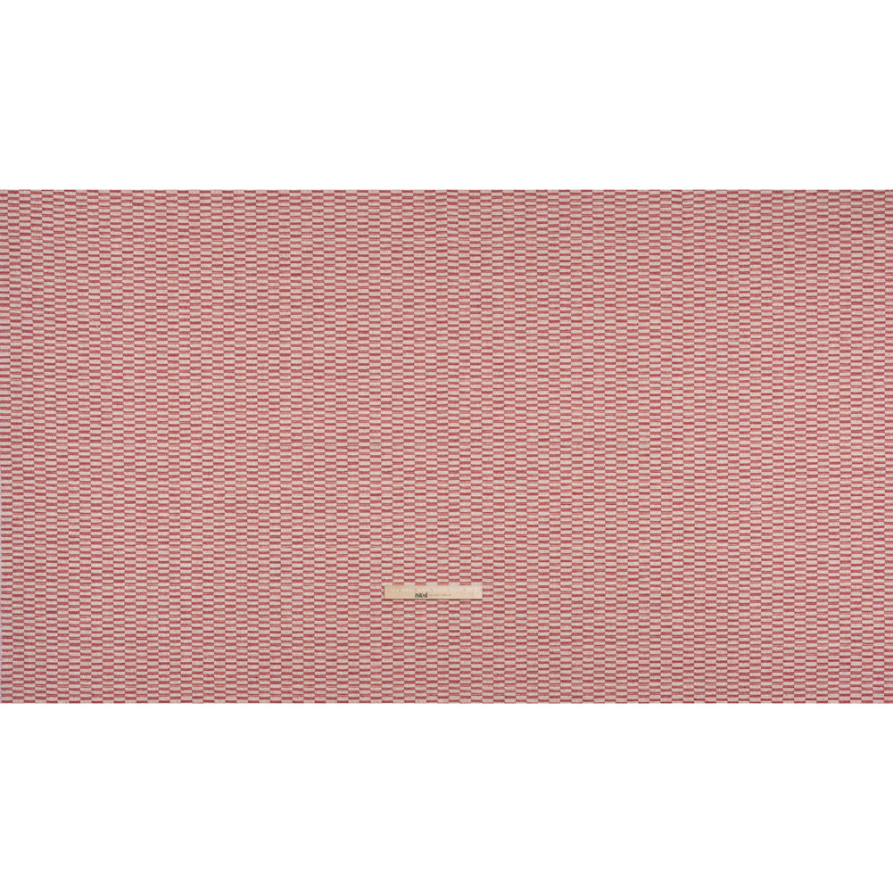 Textured Polyester and Cotton Woven - Raspberry Rectangle Checks - British Imported Textured Polyester and Cotton Woven - Raspberry Rectangle Checks - British Imported