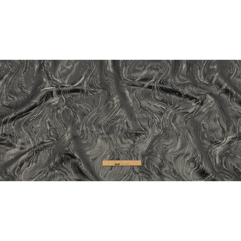 Metallic Drapery Jacquard - Charcoal Metamorphic Swirls - British Imported Full Metallic Drapery Jacquard - Charcoal Metamorphic Swirls - British Imported Full