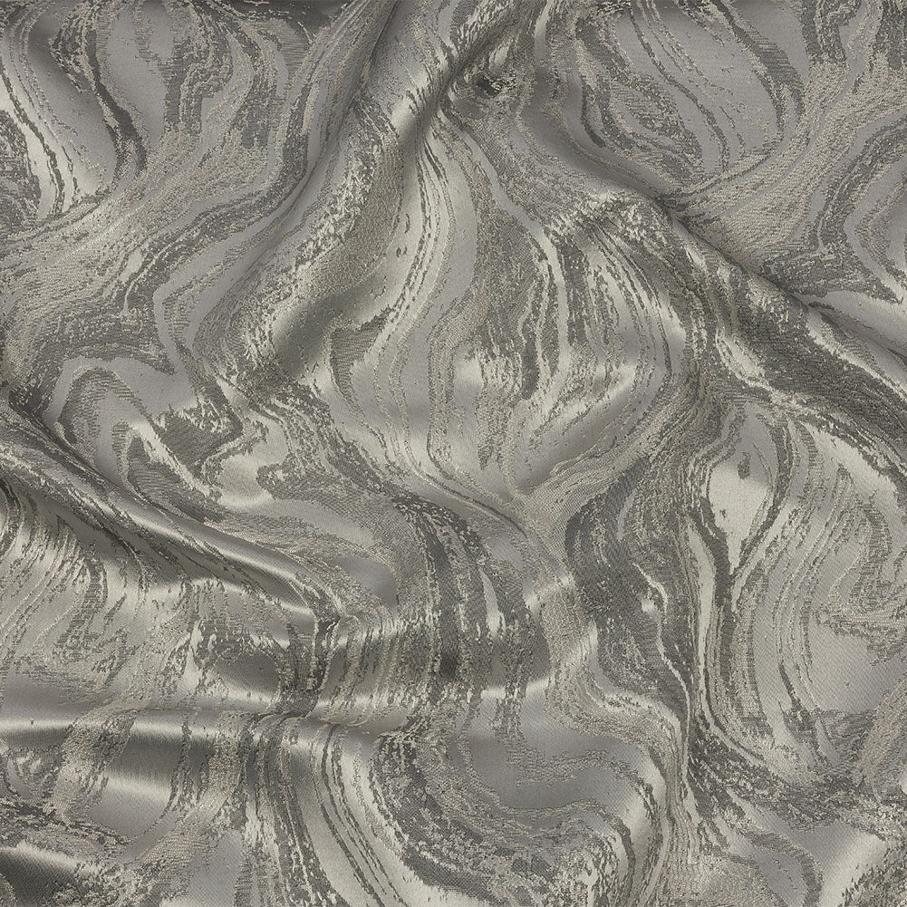 Metallic Drapery Jacquard - Platinum Metamorphic Swirls - British Imported Metallic Drapery Jacquard - Platinum Metamorphic Swirls - British Imported