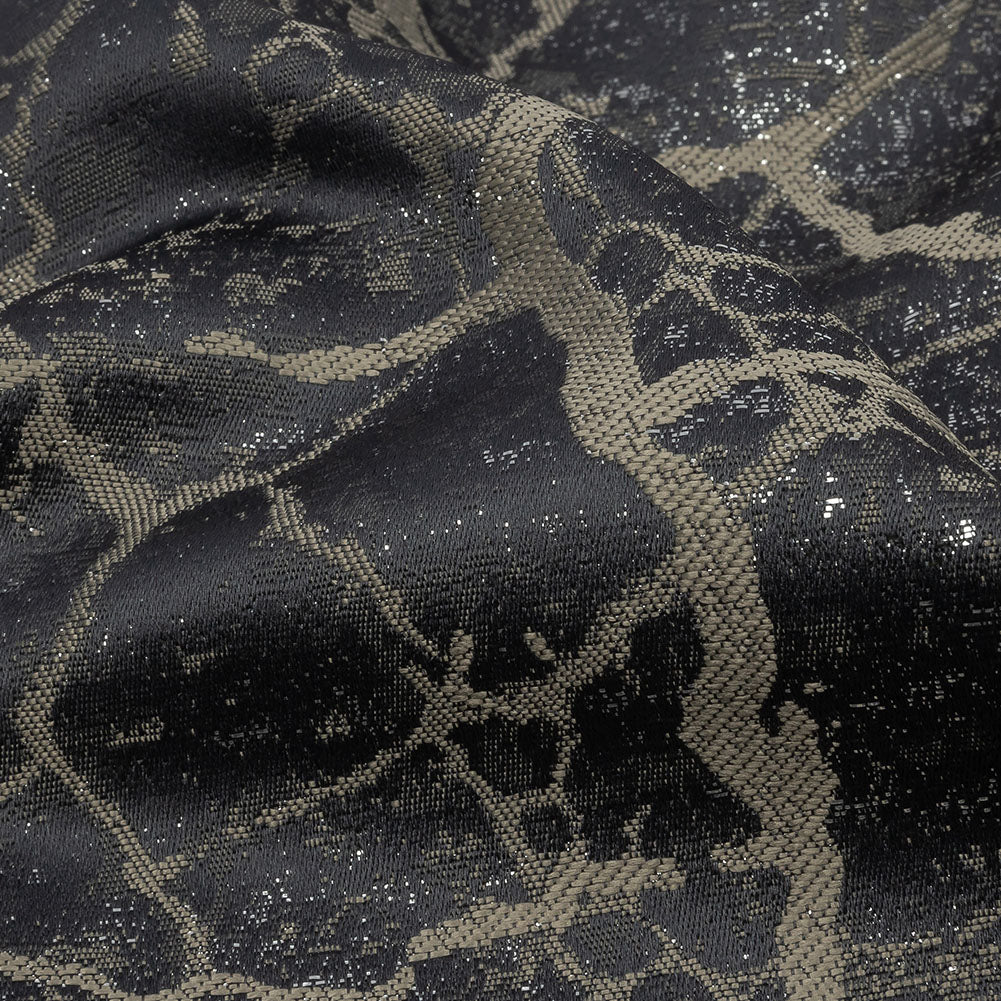 Metallic Drapery Jacquard - Flint Marble Veins - British Imported Detail Metallic Drapery Jacquard - Flint Marble Veins - British Imported Detail