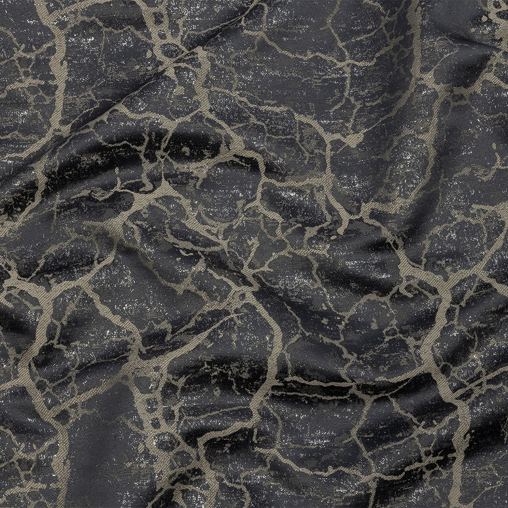 Metallic Drapery Jacquard - Flint Marble Veins - British Imported Metallic Drapery Jacquard - Flint Marble Veins - British Imported