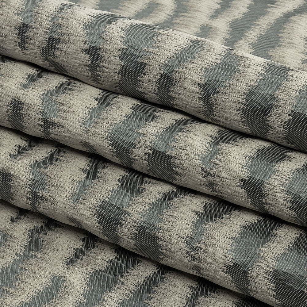 Drapery Jacquard - Slate Abstract Stripes - British Imported Folded Drapery Jacquard - Slate Abstract Stripes - British Imported Folded