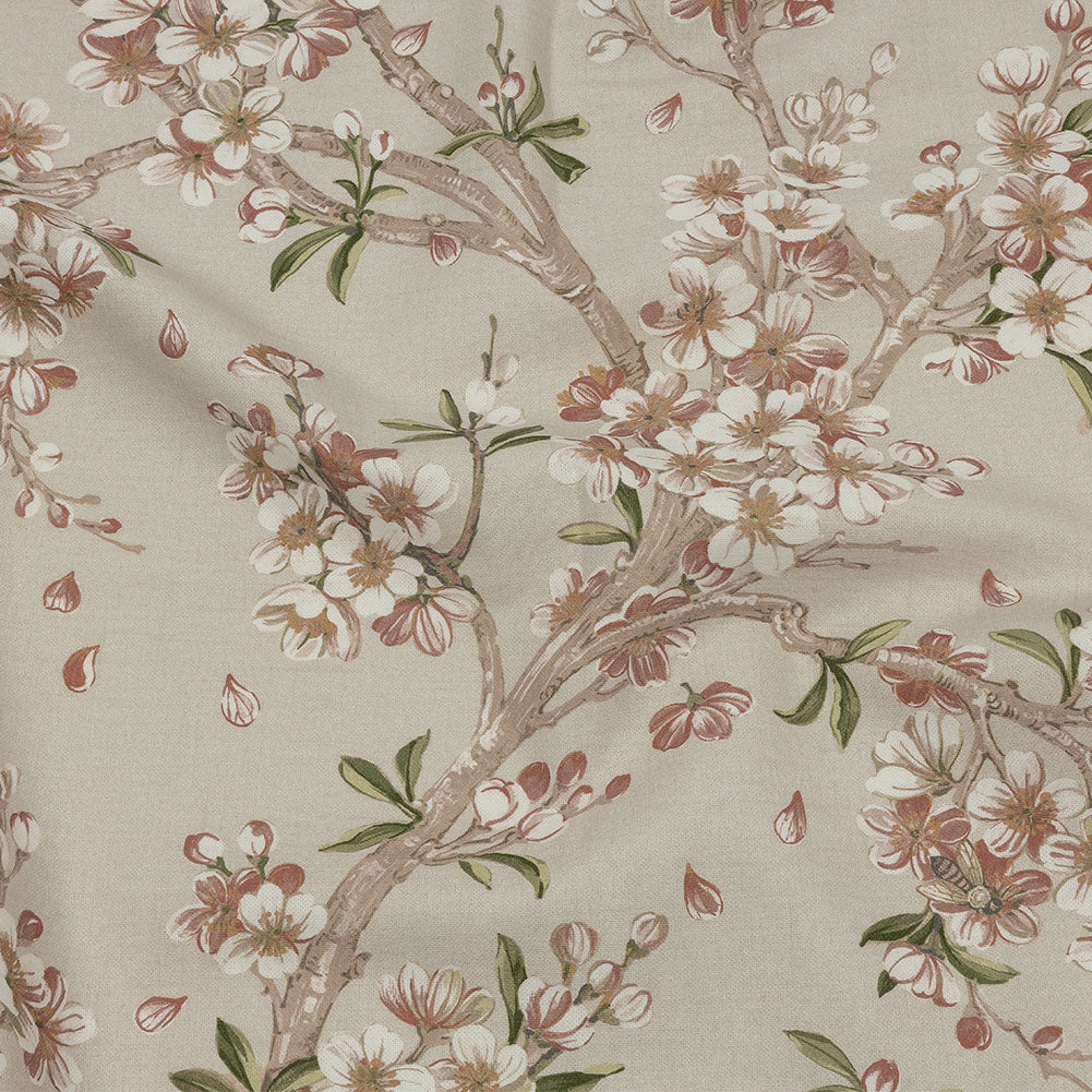 Cotton Canvas Print - Linen Blossoming Trees and Bees - British Imported Cotton Canvas Print - Linen Blossoming Trees and Bees - British Imported