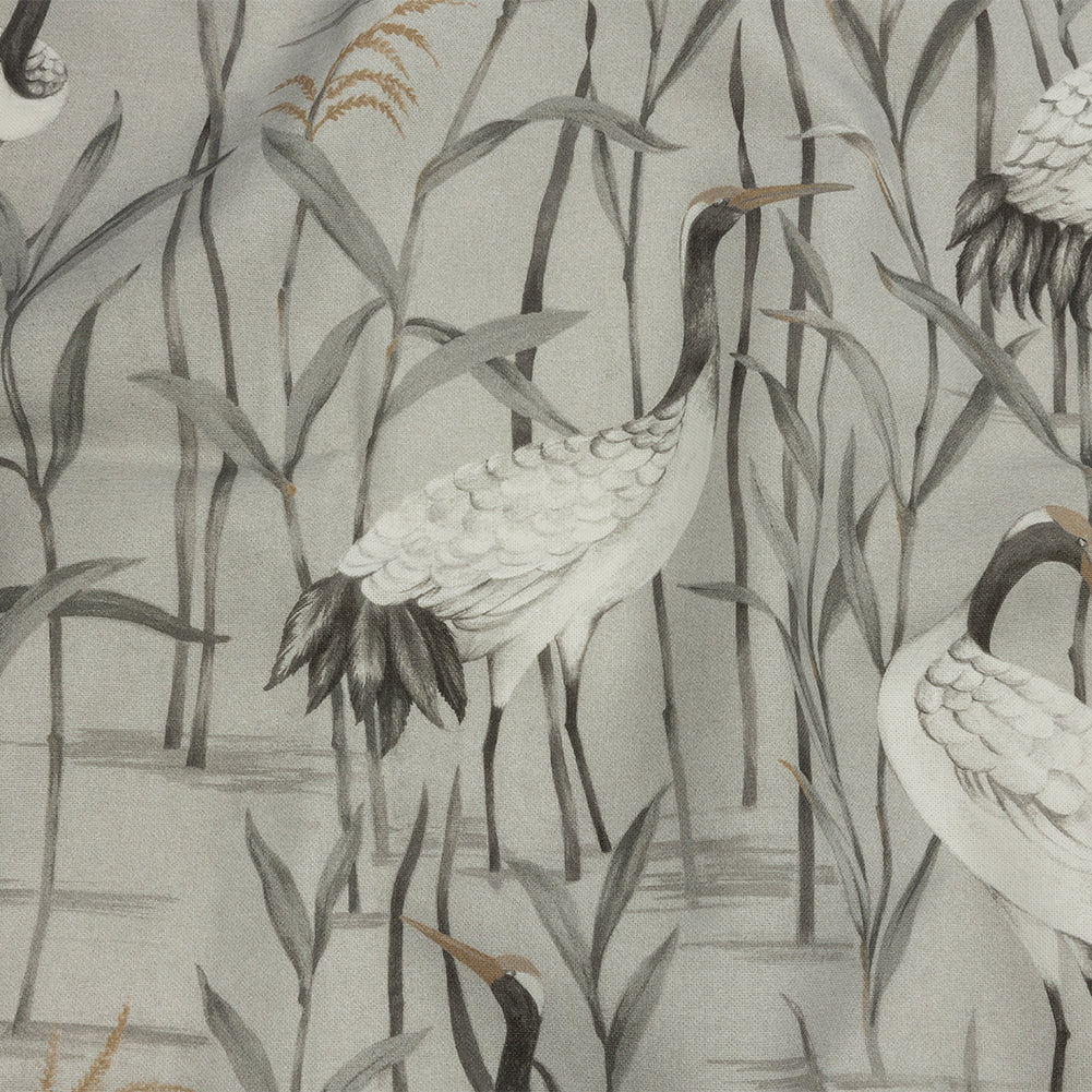 Cotton Canvas Print - Dove Cranes in the Reeds - British Imported Cotton Canvas Print - Dove Cranes in the Reeds - British Imported
