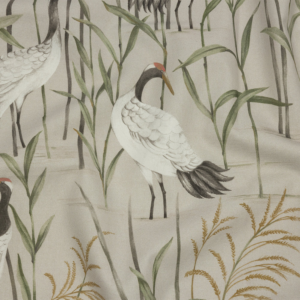 Cotton Canvas Print - Linen Cranes in the Reeds - British Imported Cotton Canvas Print - Linen Cranes in the Reeds - British Imported