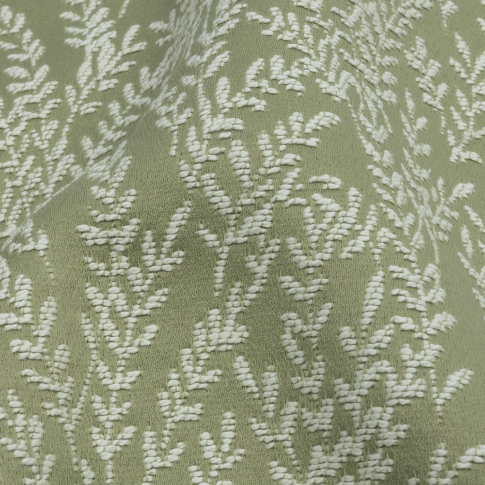 Drapery Jacquard - Sage Little Leaves - British Imported Detail Drapery Jacquard - Sage Little Leaves - British Imported Detail