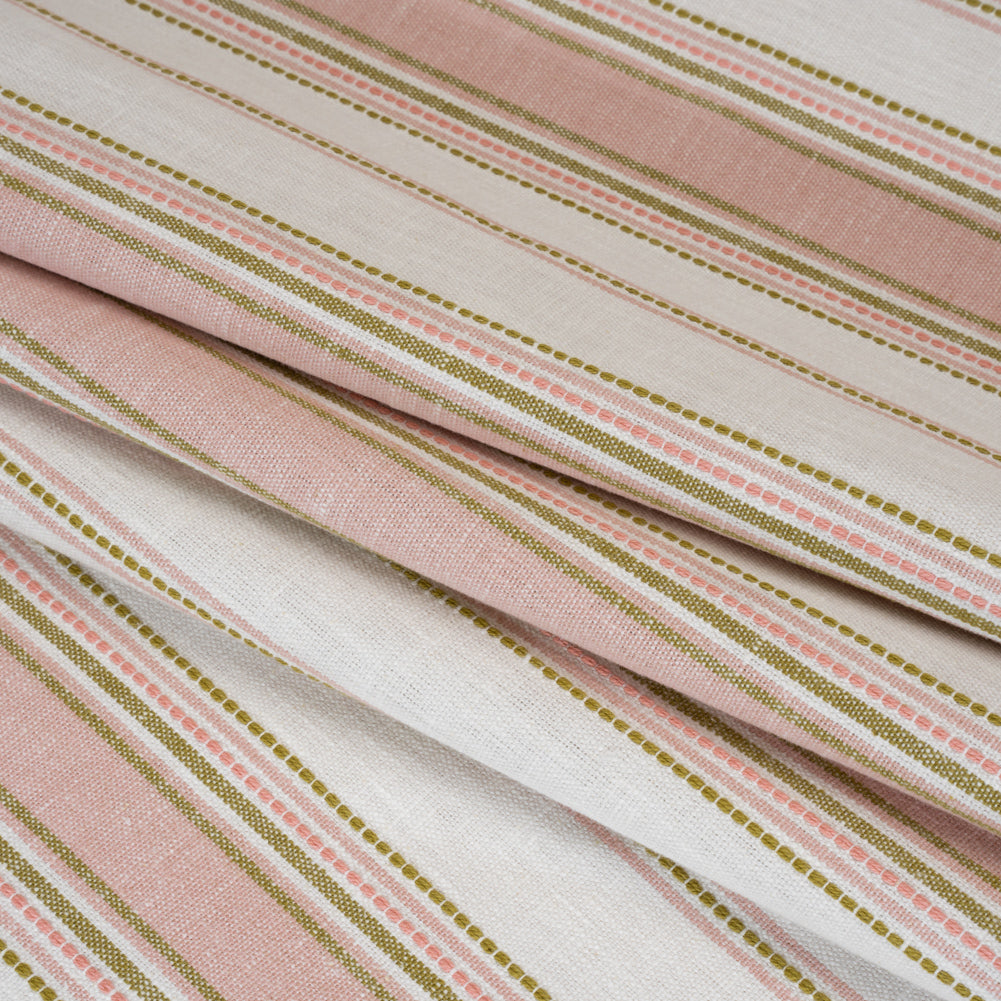 Cotton and Recycled Polyester Woven - Blush Tactile Stripes - British Imported Cotton and Recycled Polyester Woven - Blush Tactile Stripes - British Imported