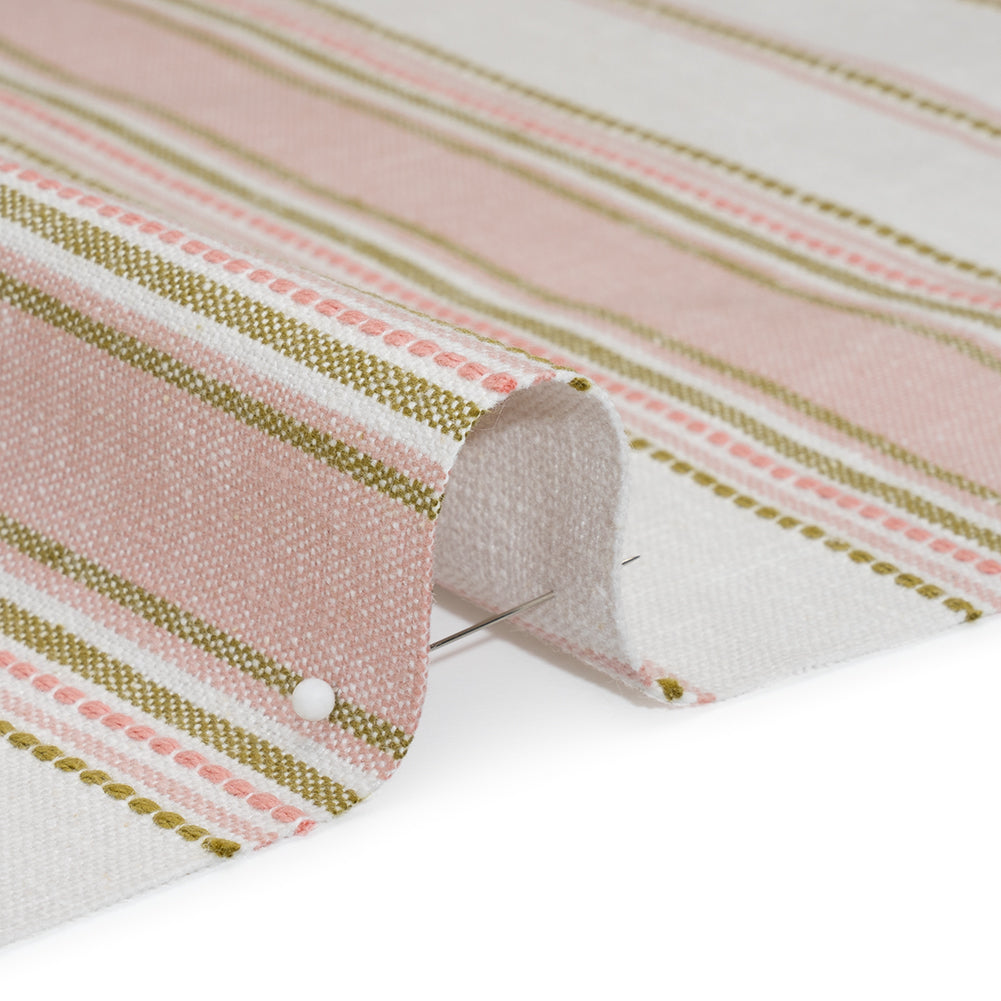 Cotton and Recycled Polyester Woven - Blush Tactile Stripes - British Imported Cotton and Recycled Polyester Woven - Blush Tactile Stripes - British Imported