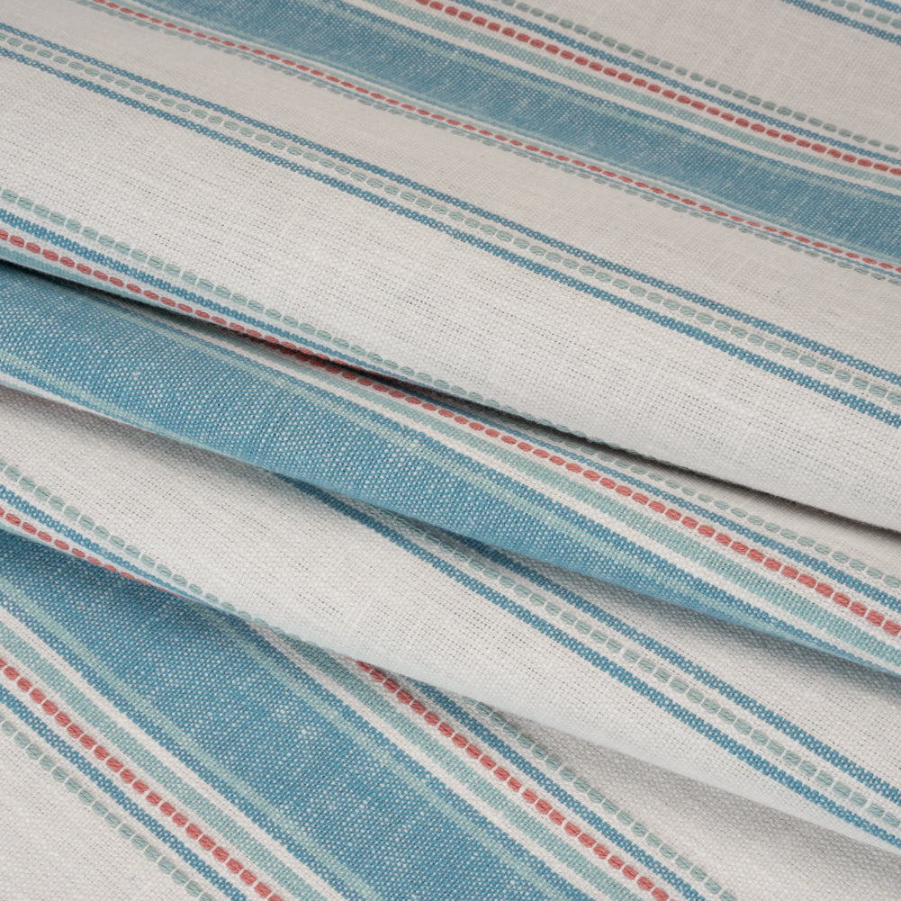 Cotton and Recycled Polyester Woven - Denim Tactile Stripes - British Imported - Folded Cotton and Recycled Polyester Woven - Denim Tactile Stripes - British Imported - Folded