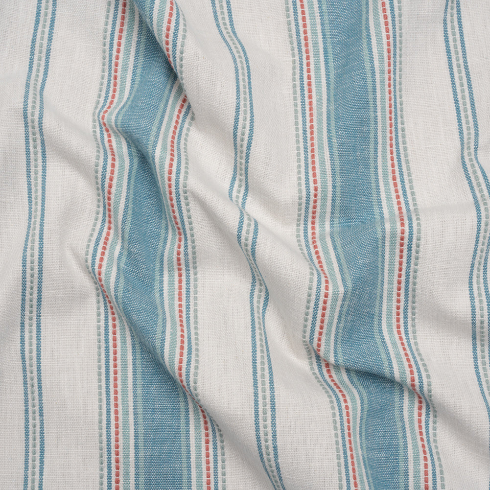 Cotton and Recycled Polyester Woven - Denim Tactile Stripes - British Imported Cotton and Recycled Polyester Woven - Denim Tactile Stripes - British Imported