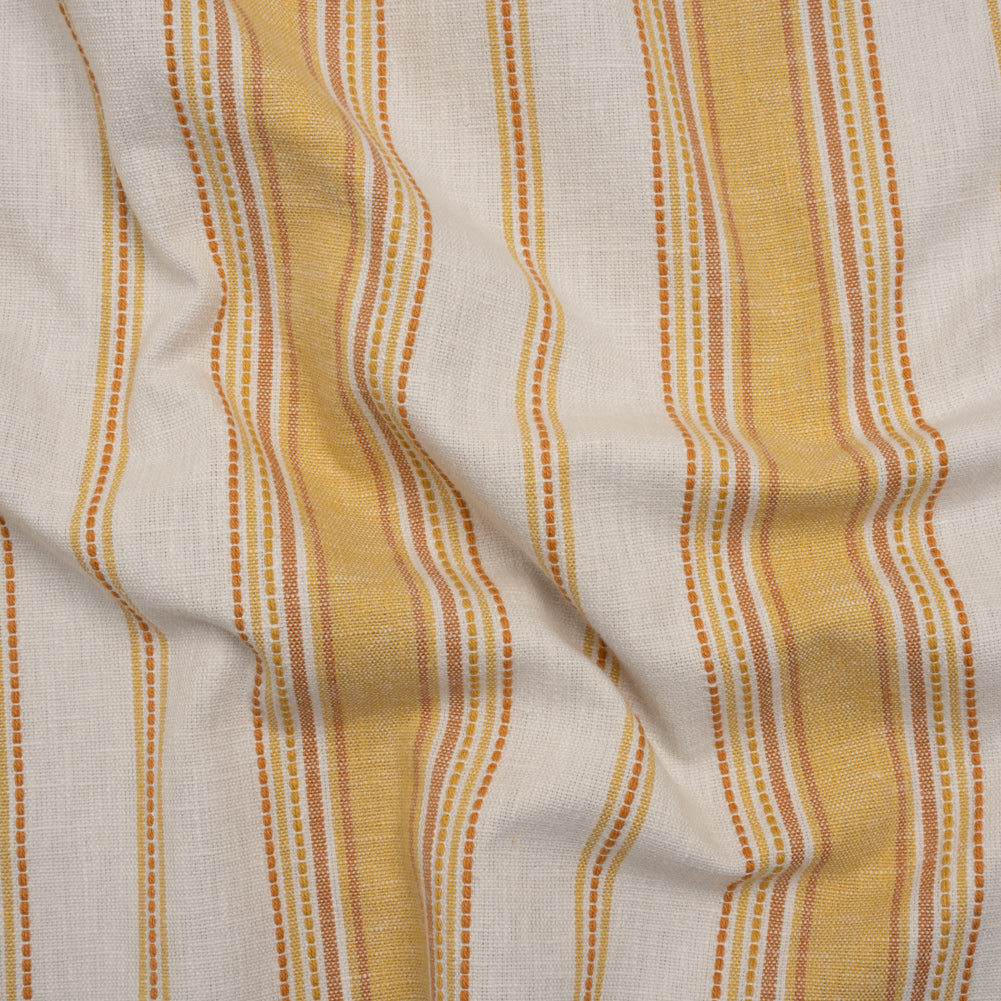 Cotton and Recycled Polyester Woven - Marigold Tactile Stripes - British Imported Cotton and Recycled Polyester Woven - Marigold Tactile Stripes - British Imported