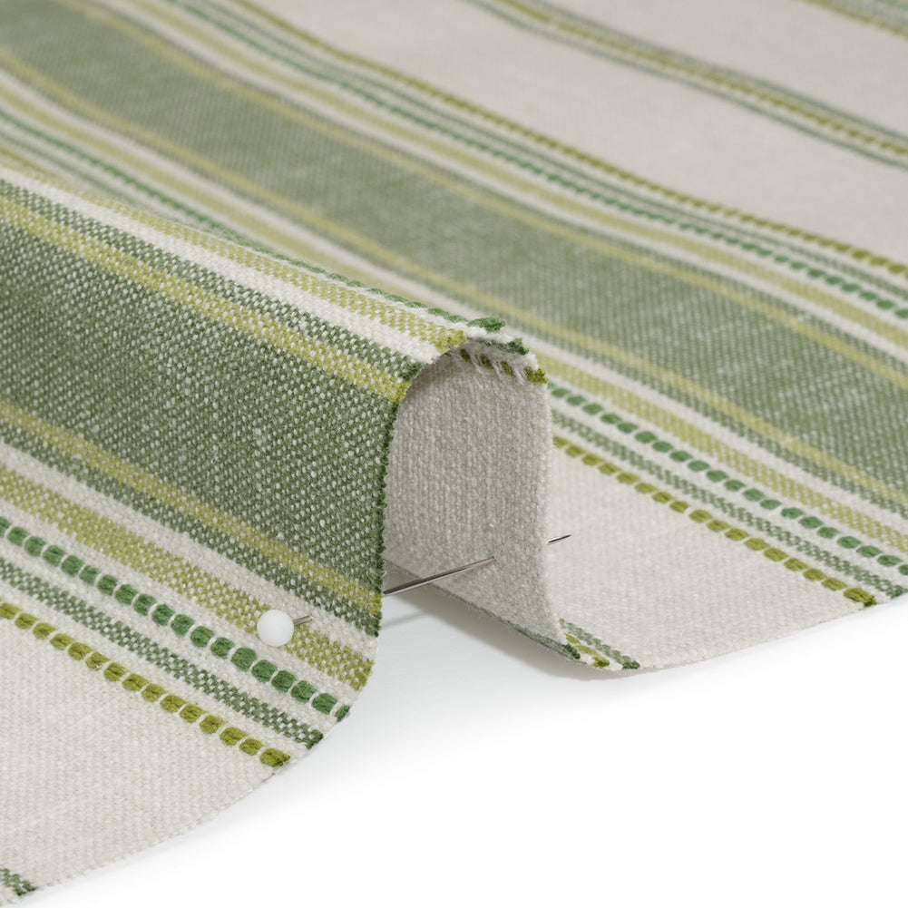 Cotton and Recycled Polyester Woven - Olive Tactile Stripes - British Imported Cotton and Recycled Polyester Woven - Olive Tactile Stripes - British Imported
