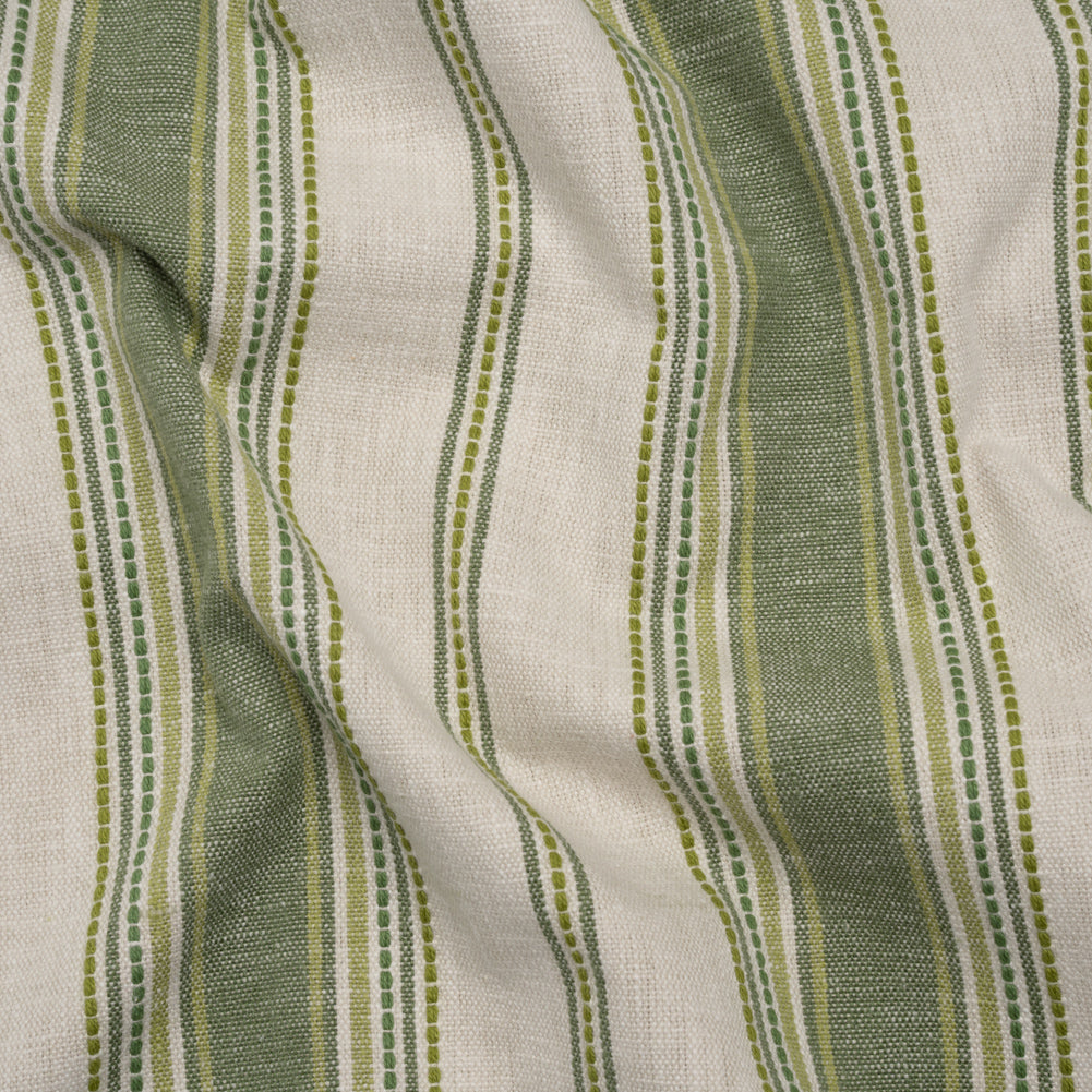 Cotton and Recycled Polyester Woven - Olive Tactile Stripes - British Imported Cotton and Recycled Polyester Woven - Olive Tactile Stripes - British Imported