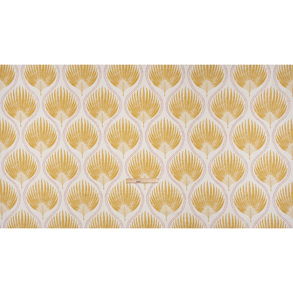 Cotton Canvas Print - Marigold Palm Leaf Ogee - British Imported - Full Cotton Canvas Print - Marigold Palm Leaf Ogee - British Imported - Full