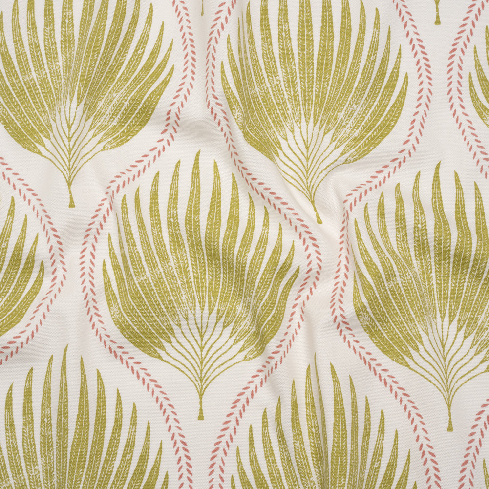 Cotton Canvas Print - Pear Palm Leaf Ogee - British Imported Cotton Canvas Print - Pear Palm Leaf Ogee - British Imported