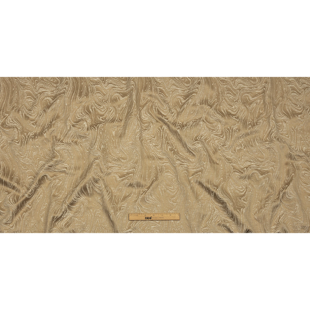 Cotton and Recycled Polyester Drapery Jacquard - Caramel Marbled Lines - British Imported Full Cotton and Recycled Polyester Drapery Jacquard - Caramel Marbled Lines - British Imported Full