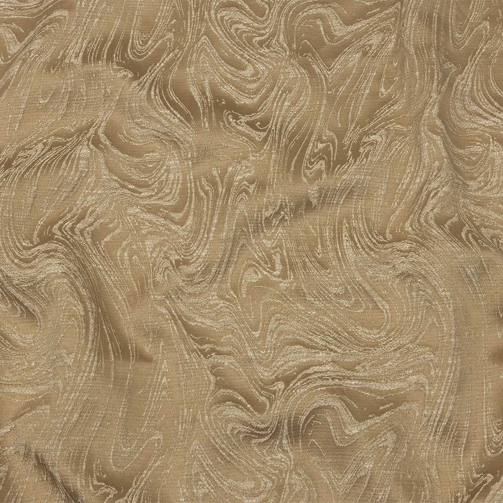 Cotton and Recycled Polyester Drapery Jacquard - Caramel Marbled Lines - British Imported Cotton and Recycled Polyester Drapery Jacquard - Caramel Marbled Lines - British Imported