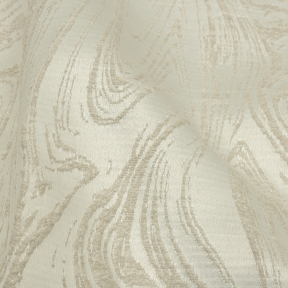 Cotton and Recycled Polyester Drapery Jacquard - Ivory Marbled Lines - British Imported Detail Cotton and Recycled Polyester Drapery Jacquard - Ivory Marbled Lines - British Imported Detail