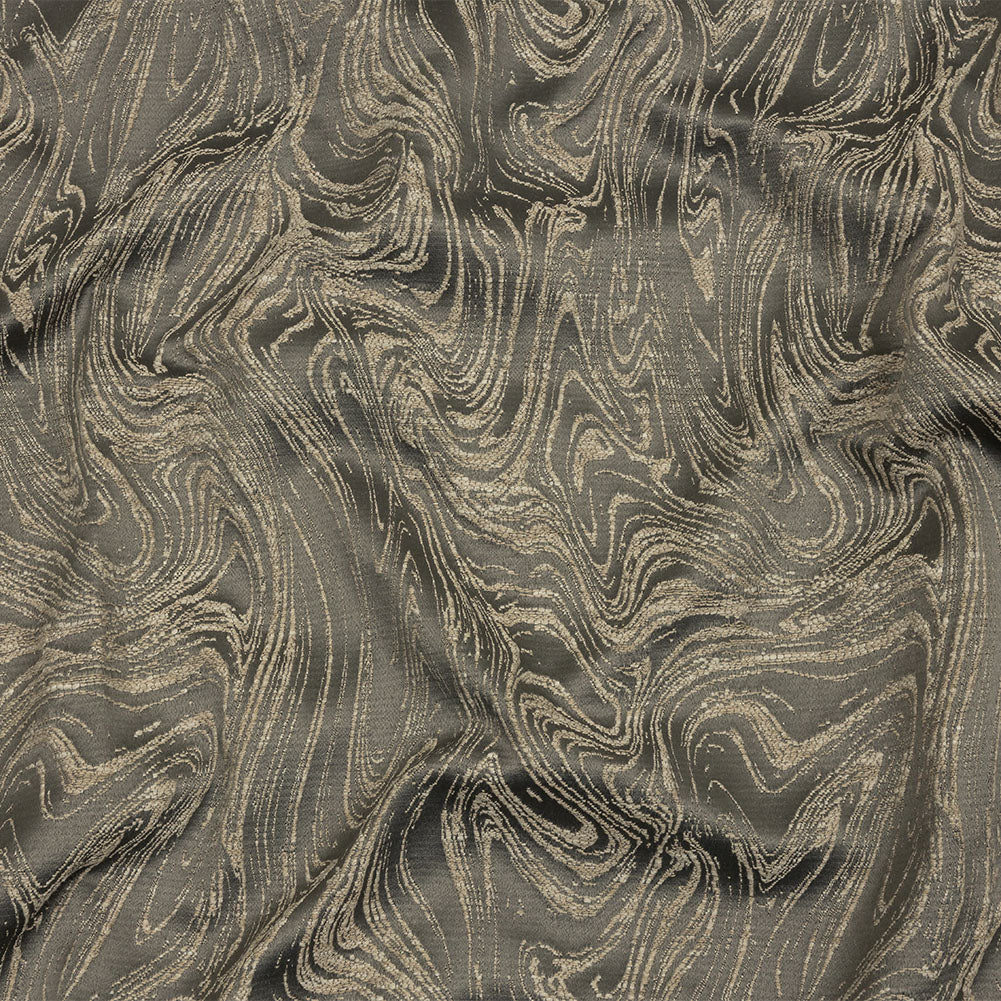 Cotton and Recycled Polyester Drapery Jacquard - Mole Marbled Lines - British Imported Cotton and Recycled Polyester Drapery Jacquard - Mole Marbled Lines - British Imported
