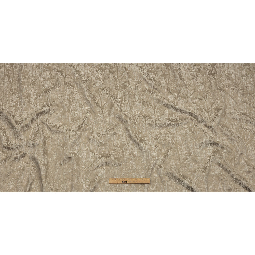 Cotton and Recycled Polyester Drapery Jacquard - Latte Misty Foliage - British Imported Full Cotton and Recycled Polyester Drapery Jacquard - Latte Misty Foliage - British Imported Full