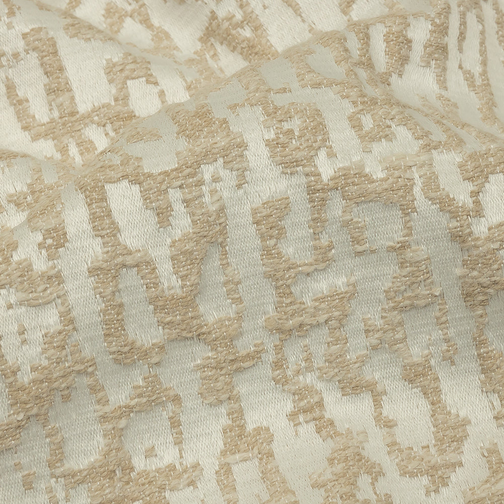 Cotton and Recycled Polyester Drapery Jacquard - Champagne Bark-Like Abstract - British Imported Detail Cotton and Recycled Polyester Drapery Jacquard - Champagne Bark-Like Abstract - British Imported Detail