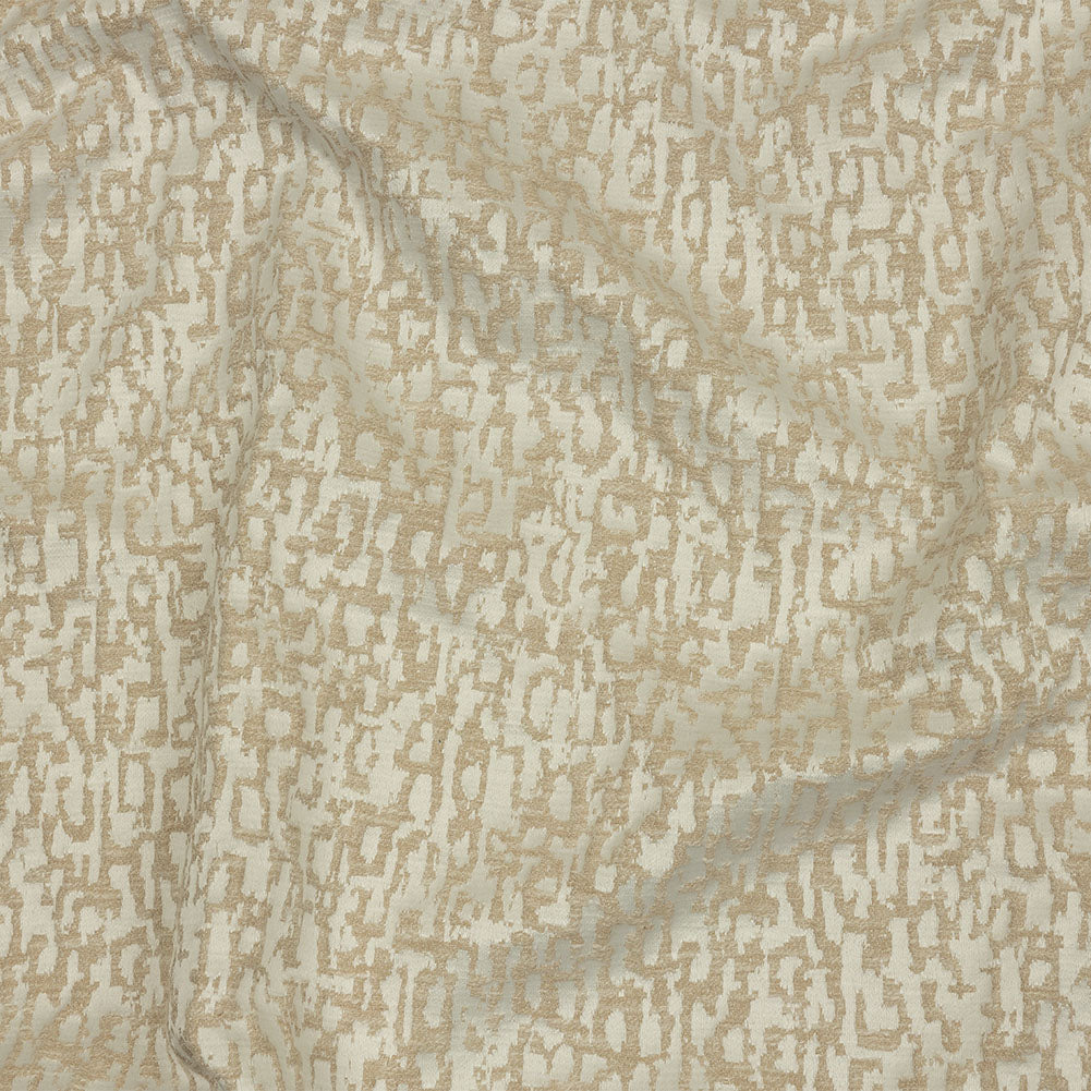 Cotton and Recycled Polyester Drapery Jacquard - Champagne Bark-Like Abstract - British Imported Cotton and Recycled Polyester Drapery Jacquard - Champagne Bark-Like Abstract - British Imported