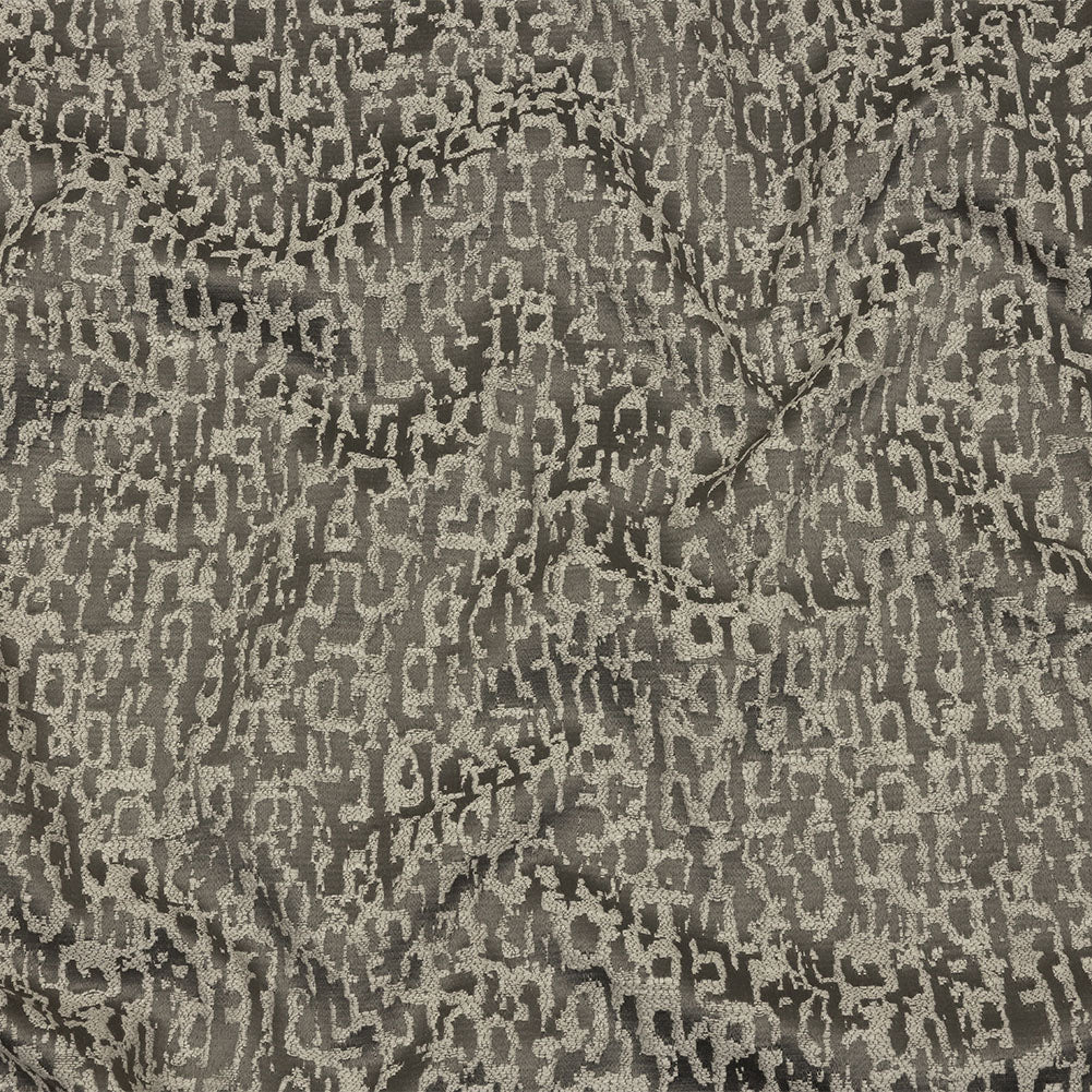 Cotton and Recycled Polyester Drapery Jacquard - Graphite Bark-Like Abstract - British Imported Cotton and Recycled Polyester Drapery Jacquard - Graphite Bark-Like Abstract - British Imported