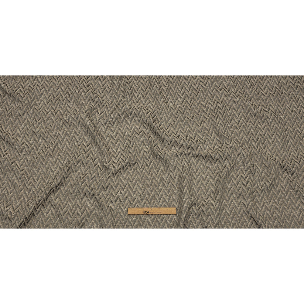 Cotton and Recycled Polyester Drapery Jacquard - Mole Distressed Zig Zags - British Imported Full Cotton and Recycled Polyester Drapery Jacquard - Mole Distressed Zig Zags - British Imported Full