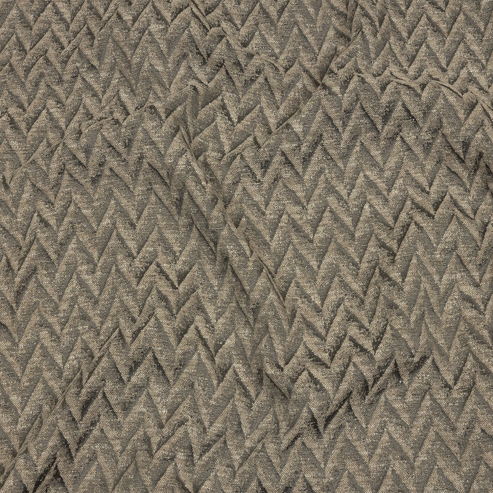 Cotton and Recycled Polyester Drapery Jacquard - Mole Distressed Zig Zags - British Imported Cotton and Recycled Polyester Drapery Jacquard - Mole Distressed Zig Zags - British Imported