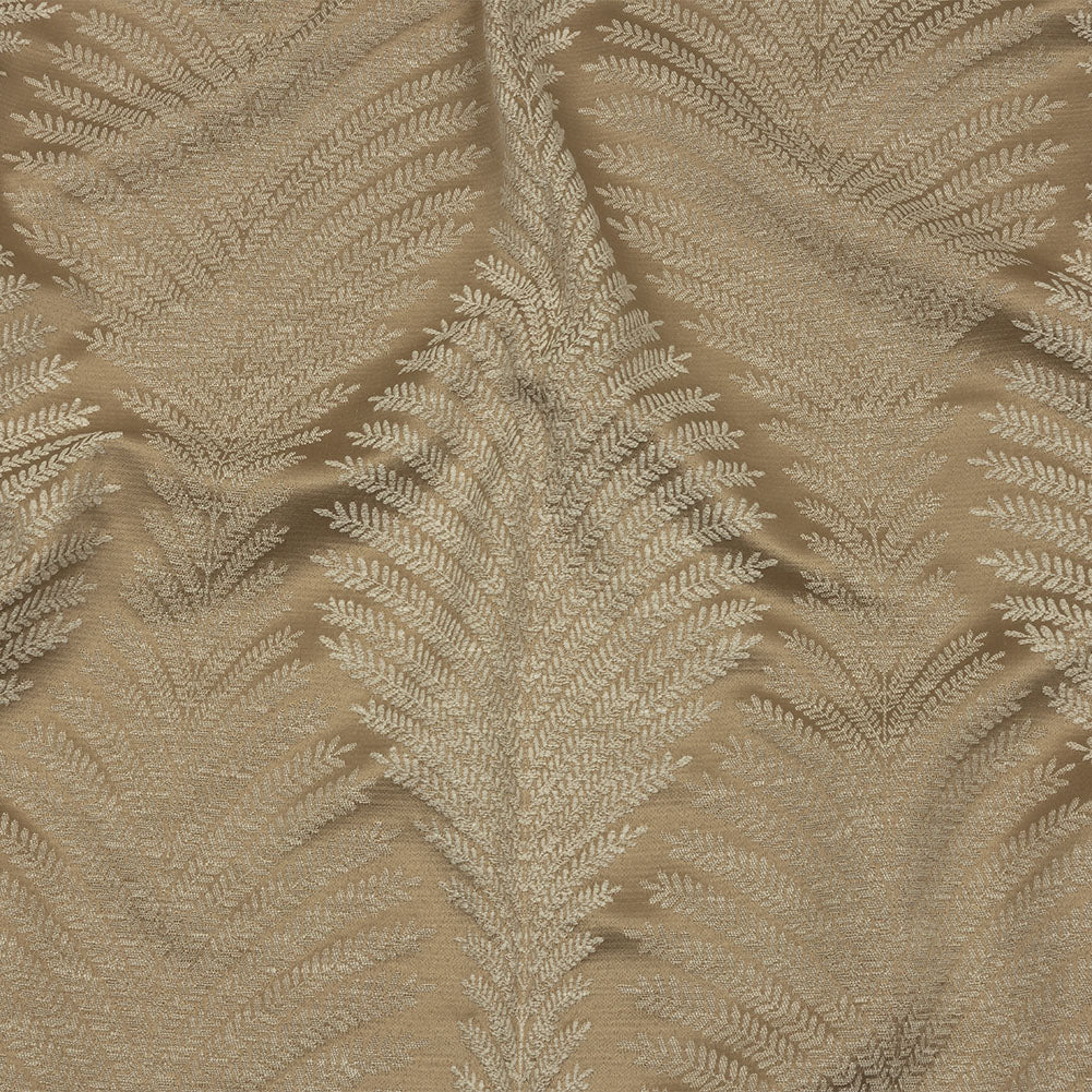 Cotton and Recycled Polyester Drapery Jacquard - Caramel Leaf Chains - British Imported Cotton and Recycled Polyester Drapery Jacquard - Caramel Leaf Chains - British Imported